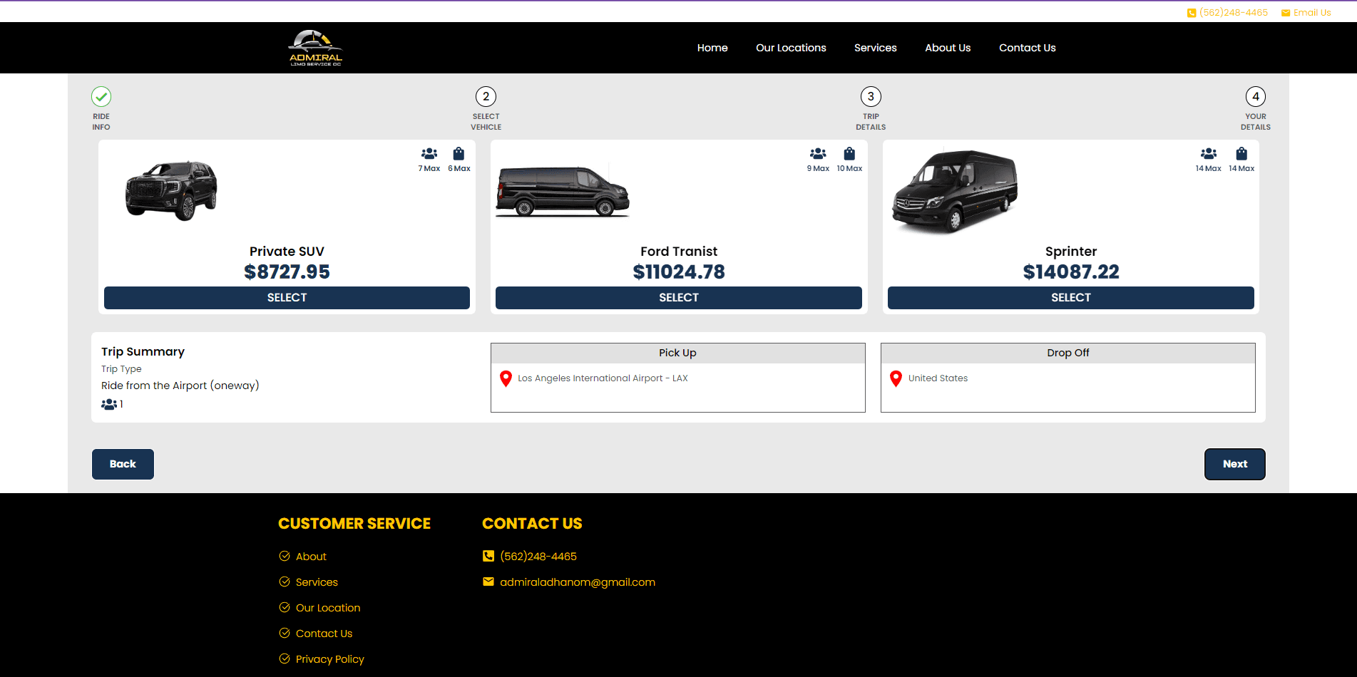 Admiral Limo Services OC